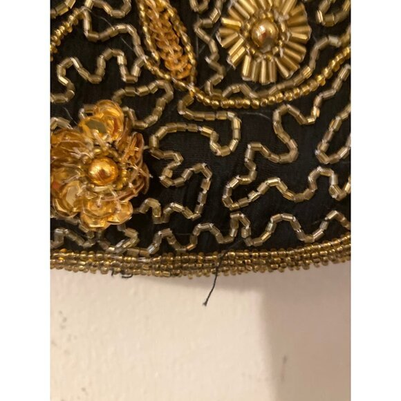 VTG Jean 4 Joseph Le Bon 100% Silk Cocktail Evening Jacket Sequin Black Gold MED - Picture 12 of 12